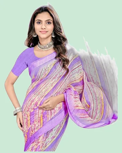 Rainbow V11  Chiffon Satin Broder Sarees — image 2