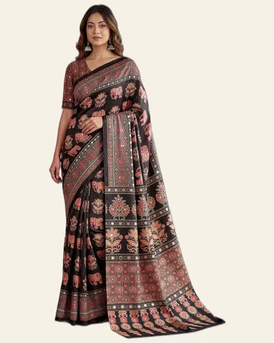 Royal Celebration Crep Silk Digital Print Sarees