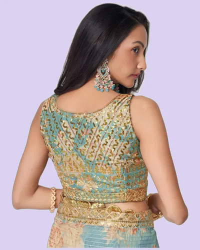 Luxe Special Ocassion Organza Print Sarees — image 6