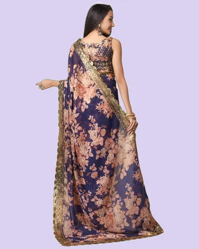 Luxe Special Ocassion Organza Print Sarees — image 4