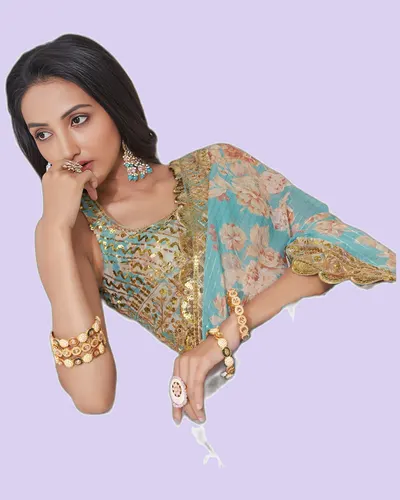 Luxe Special Ocassion Organza Print Sarees — image 7