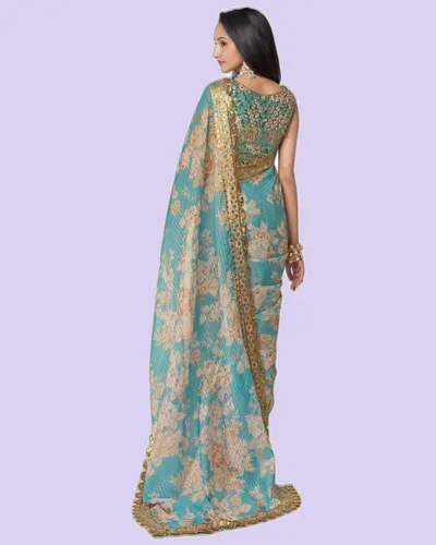 Luxe Special Ocassion Organza Print Sarees — image 3
