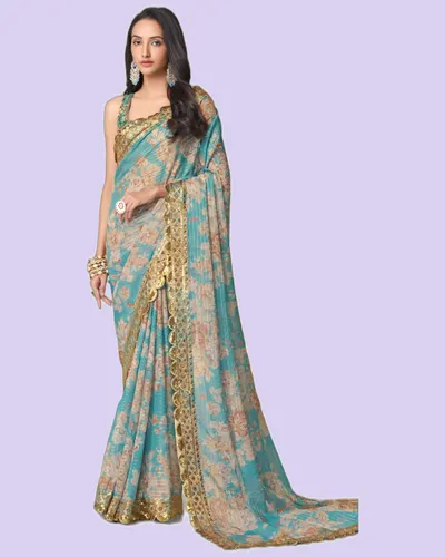 Luxe Special Ocassion Organza Print Sarees