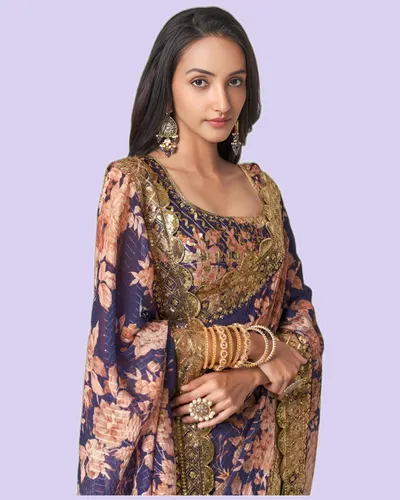 Luxe Special Ocassion Organza Print Sarees — image 5