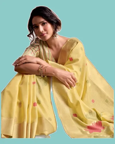 Saloni Flower  Linen Silk Classical Sarees — image 2