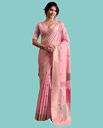 Saloni Flower  Linen Silk Classical Sarees — image 2