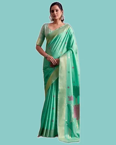 Saloni Flower  Linen Silk Classical Sarees — image 4