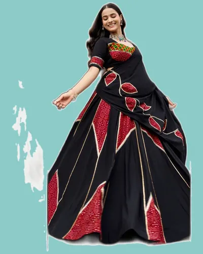 Graceful Ajrakh Prints Rayon Lehengas — image 3
