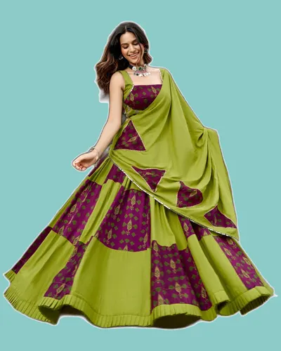 Graceful Ajrakh Prints Rayon Lehengas