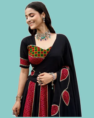 Graceful Ajrakh Prints Rayon Lehengas — image 2