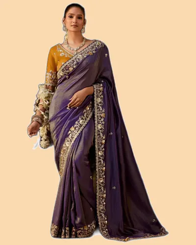 Gharana Modern Tradition Viscose Zari Tissue Sarees