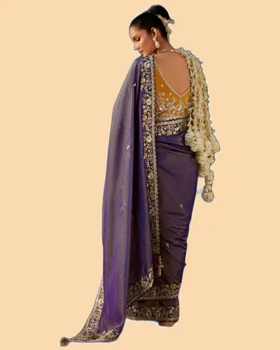 Gharana Modern Tradition Viscose Zari Tissue Sarees — image 3