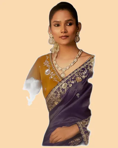 Gharana Modern Tradition Viscose Zari Tissue Sarees — image 4