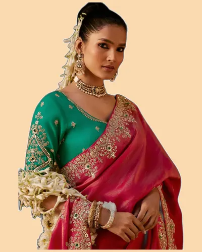 Gharana Modern Tradition Viscose Zari Tissue Sarees — image 2