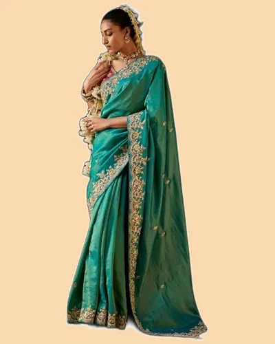 Gharana Modern Tradition Viscose Zari Tissue Sarees — image 2