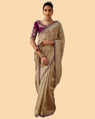 Gharana Modern Tradition Viscose Zari Tissue Sarees — image 6