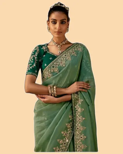 Gharana Modern Tradition Viscose Zari Tissue Sarees — image 2