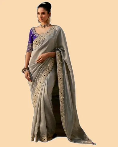 Gharana Modern Tradition Viscose Zari Tissue Sarees