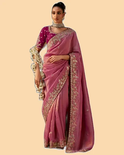 Gharana Modern Tradition Viscose Zari Tissue Sarees