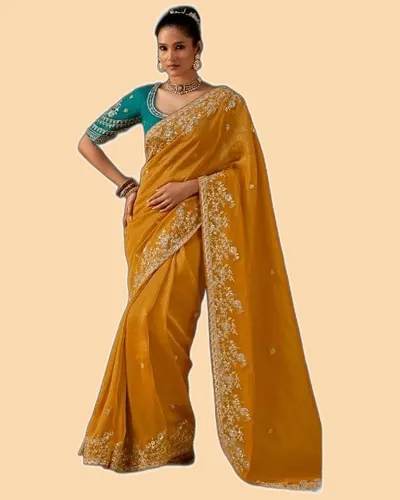Gharana Modern Tradition Viscose Zari Tissue Sarees