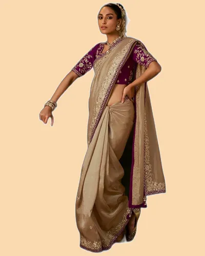 Gharana Modern Tradition Viscose Zari Tissue Sarees — image 3
