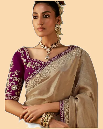 Gharana Modern Tradition Viscose Zari Tissue Sarees — image 2
