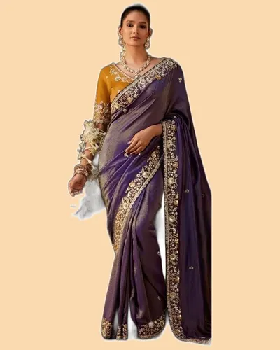 Gharana Modern Tradition Viscose Zari Tissue Sarees — image 5