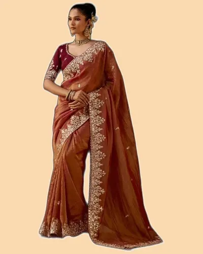 Gharana Modern Tradition Viscose Zari Tissue Sarees — image 6