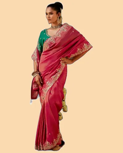 Gharana Modern Tradition Viscose Zari Tissue Sarees — image 3