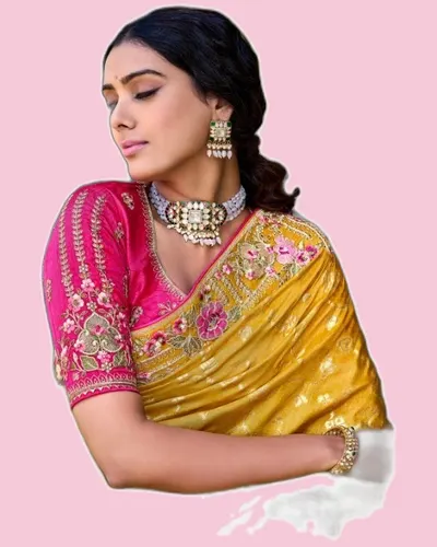 Festive Anaara Fancy Tissue Silk Embroidery Butti Sarees — image 5
