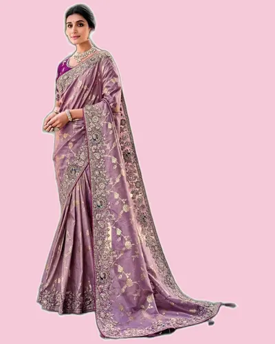 Festive Anaara Fancy Tissue Silk Embroidery Butti Sarees