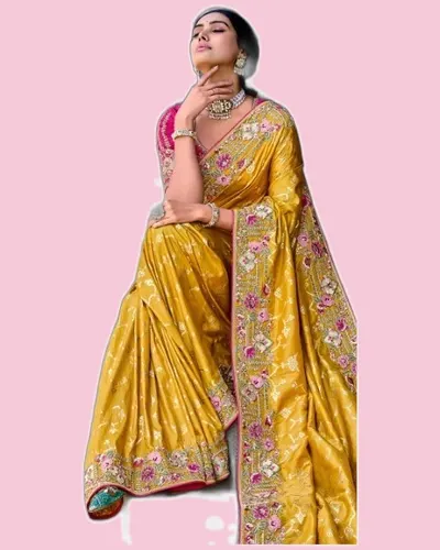 Festive Anaara Fancy Tissue Silk Embroidery Butti Sarees — image 4