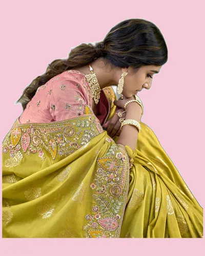 Festive Anaara Fancy Tissue Silk Embroidery Butti Sarees — image 2