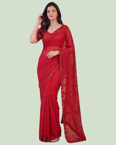 Karwa Chauth Fandy Satin Festival  Sarees