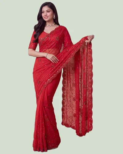 Karwa Chauth Fandy Satin Festival  Sarees
