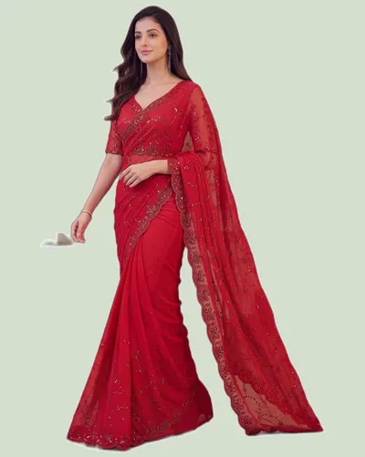 Karwa Chauth Fandy Satin Festival  Sarees