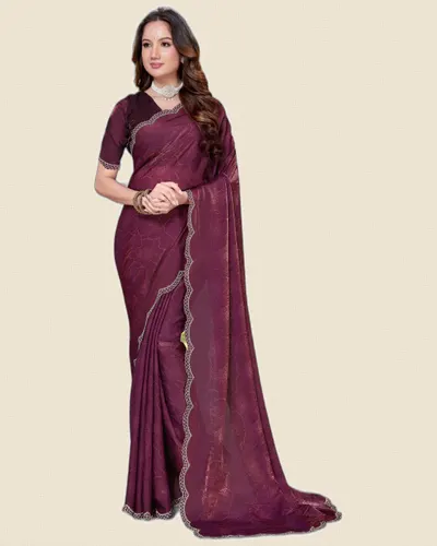 Heavy Hand Work Fendi Satin Silk Dual Tone Sarees