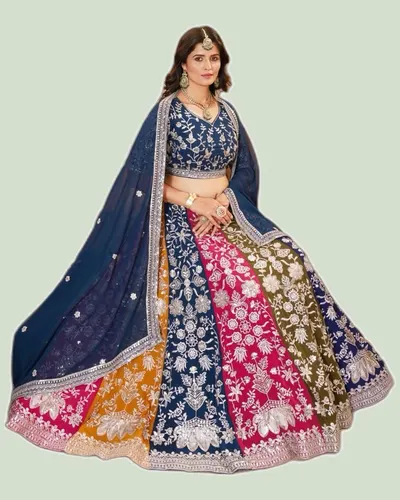 Designer Faux Georgett Multi Panel Lehengas — image 7