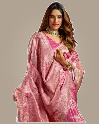 Rich Festive Look Sumona Satin Silk Swarovski Work Sarees — image 3