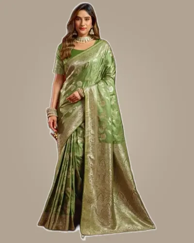 Rich Festive Look Sumona Satin Silk Swarovski Work Sarees — image 5