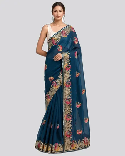 Fancy Bridal Satin Chiffon Ensemble