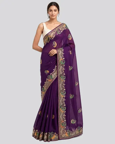 Fancy Bridal Satin Chiffon Ensemble