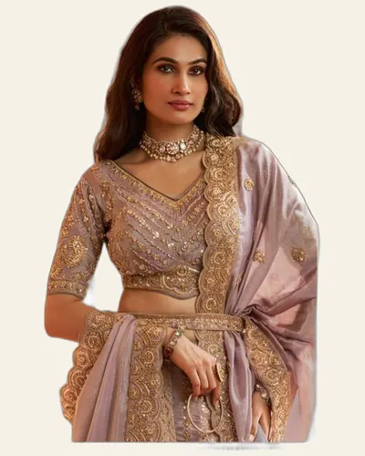 Vrindavan V75 Banarasi Premium Silk With Embroidered Designer Lehengas — image 3