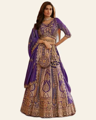 Vrindavan V75 Banarasi Premium Silk With Embroidered Designer Lehengas