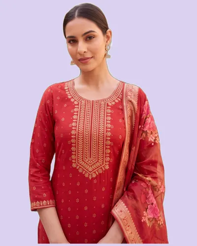 Cherry Mal Chanderi Foil Print  Ready Dresses — image 2