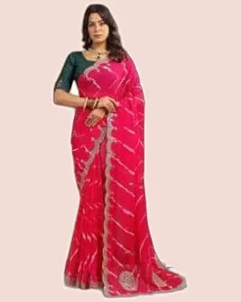 Heavy Gotta C-Pallu Leheriya Sarees — image 2