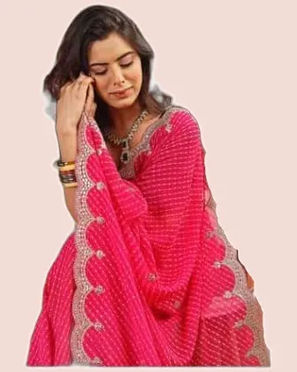 Heavy Gotta C-Pallu Leheriya Sarees — image 3