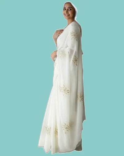 Soft Fandy Sattin Khatli Cut Dena Handwork Sarees