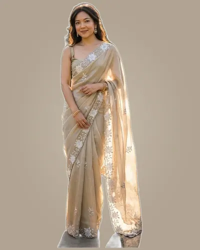 Fendy Sattin Silk Sequins Work Sarees