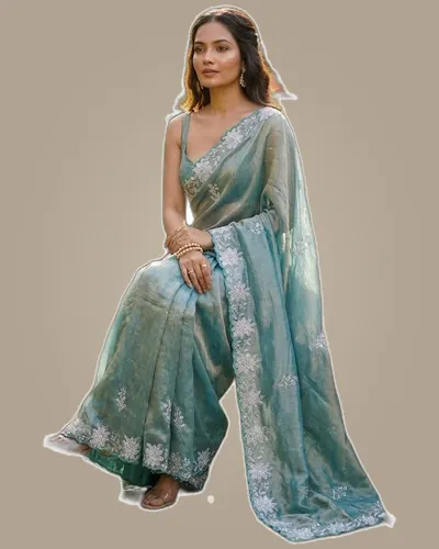 Fendy Sattin Silk Sequins Work Sarees — image 2